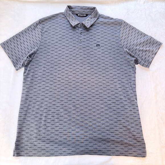 Travis Mathew Mens Golf Polo Shirt Grey Textured Pattern Short Sleeve XL - Picture 9 of 11